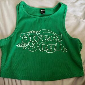 green cropped tank top
